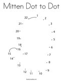 Mitten Dot to Dot Coloring Page