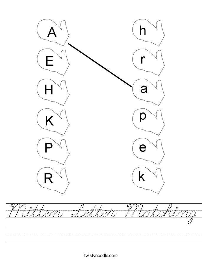 Mitten Letter Matching Worksheet