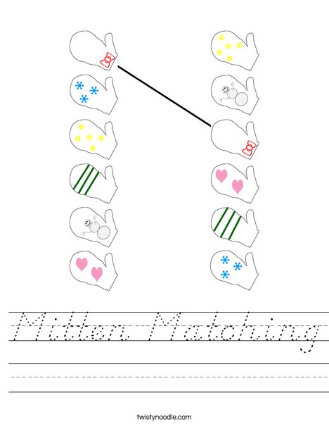 Mitten Matching Worksheet