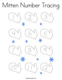 Mitten Number Tracing Coloring Page