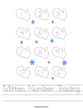 Mitten Number Tracing Worksheet