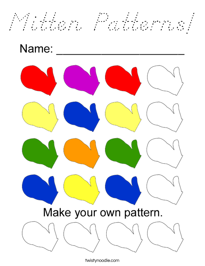 Mitten Patterns! Coloring Page