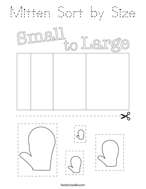 Mitten Sort by Size Coloring Page