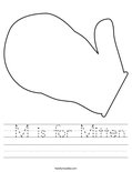  M is for Mitten Worksheet