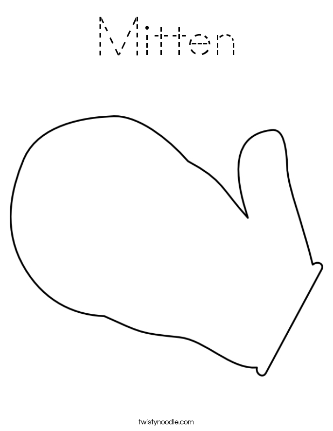 Mitten Coloring Page - Tracing - Twisty Noodle