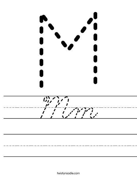 Mm Worksheet - Cursive - Twisty Noodle