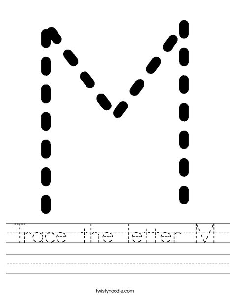 Trace the letter M Worksheet  Twisty Noodle