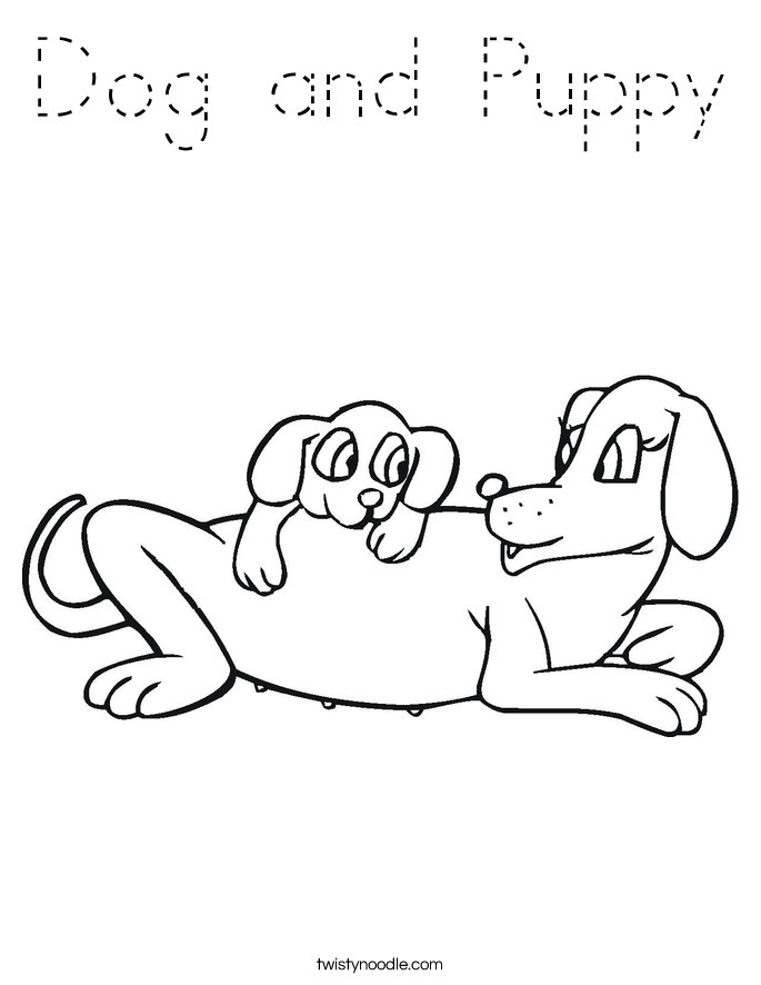 Dog and Puppy Coloring Page