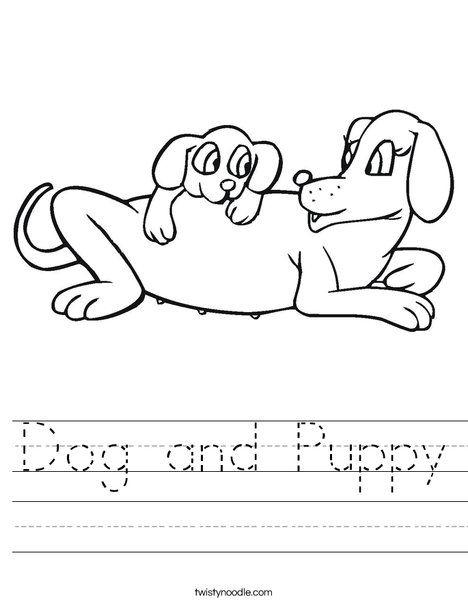 Dog and Puppy Worksheet - Twisty Noodle