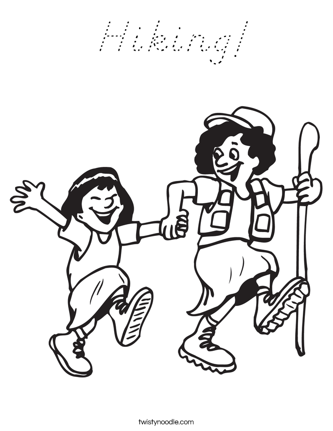  Hiking! Coloring Page