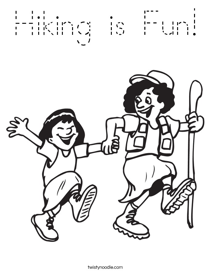 Hiking is Fun! Coloring Page