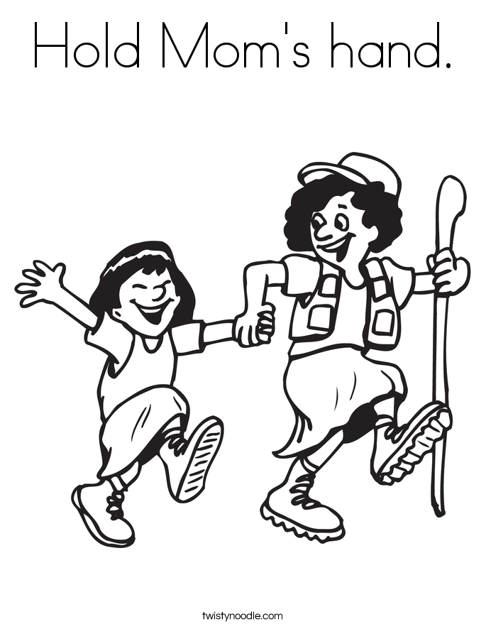Hold Mom's hand. Coloring Page