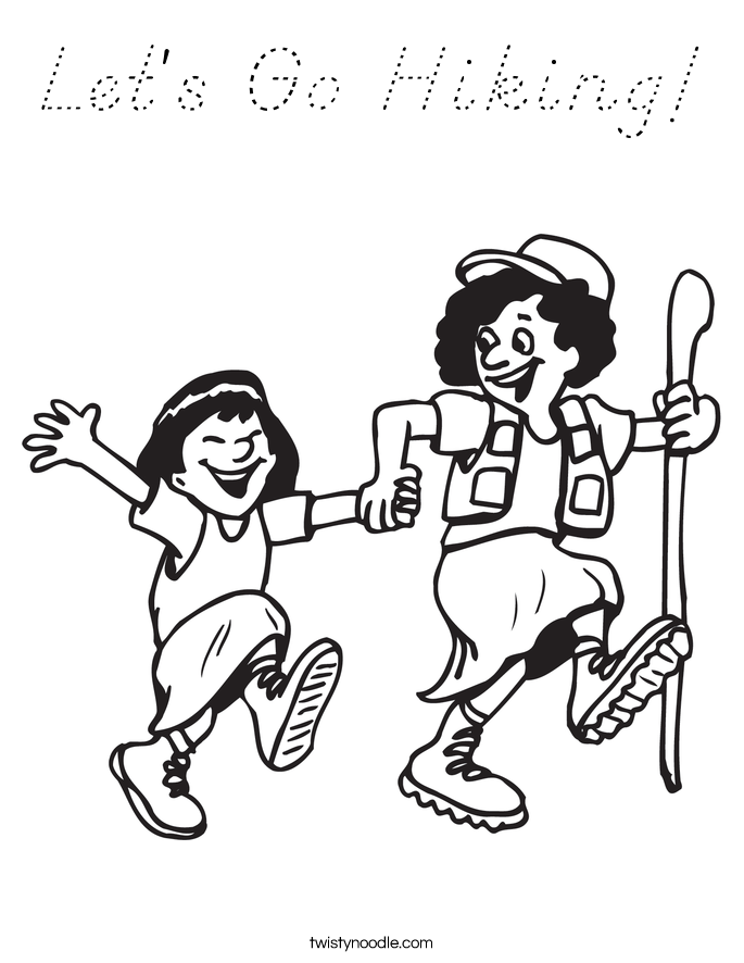 Let's Go Hiking! Coloring Page