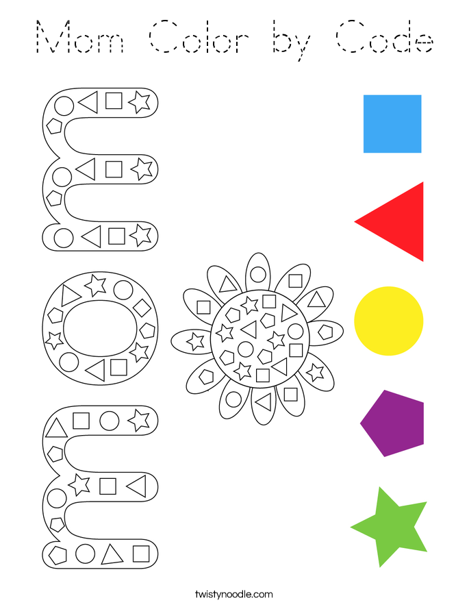 Mom Color by Code Coloring Page