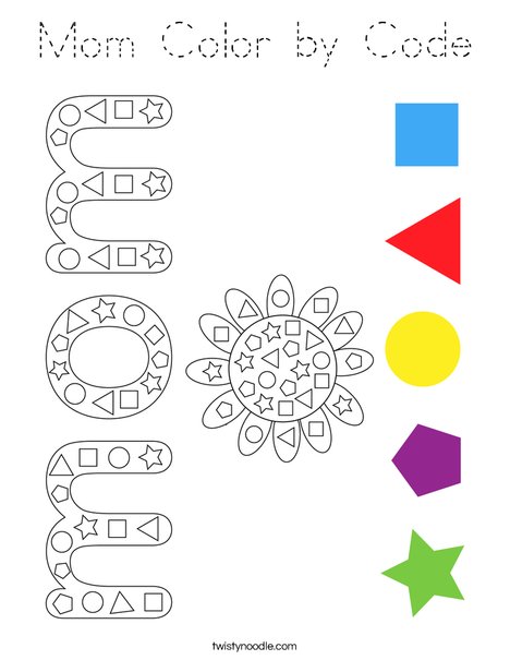 Mom Color by Code Coloring Page