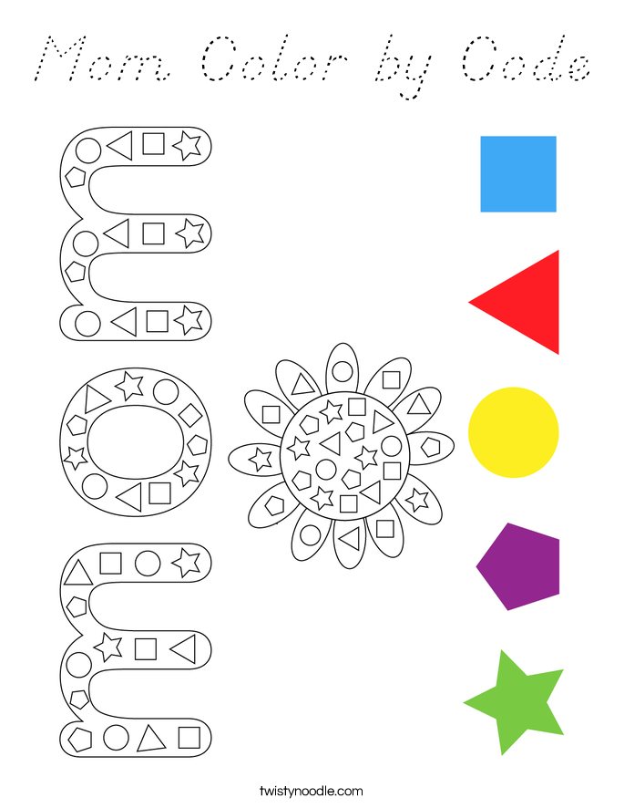 Mom Color by Code Coloring Page