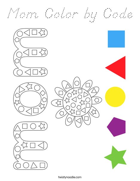 Mom Color by Code Coloring Page