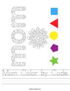 Mom Color by Code Handwriting Sheet