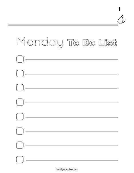 Monday To Do List Coloring Page