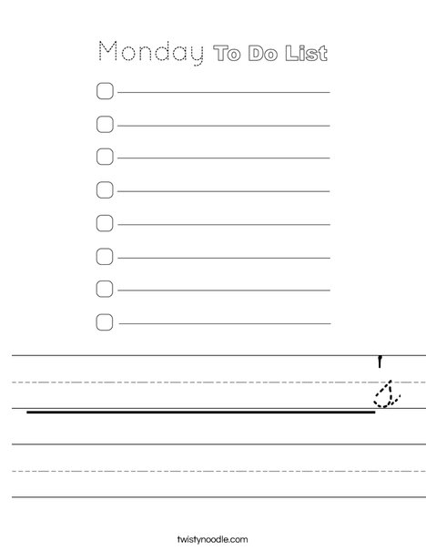 Monday To Do List Worksheet