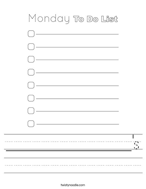 Monday To Do List Worksheet