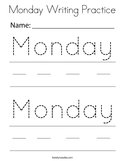 Monday Writing Practice Coloring Page