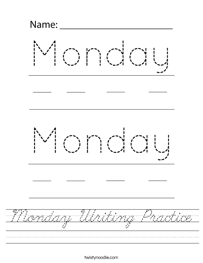 Monday Writing Practice Worksheet