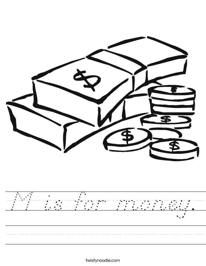 M is for money. Worksheet