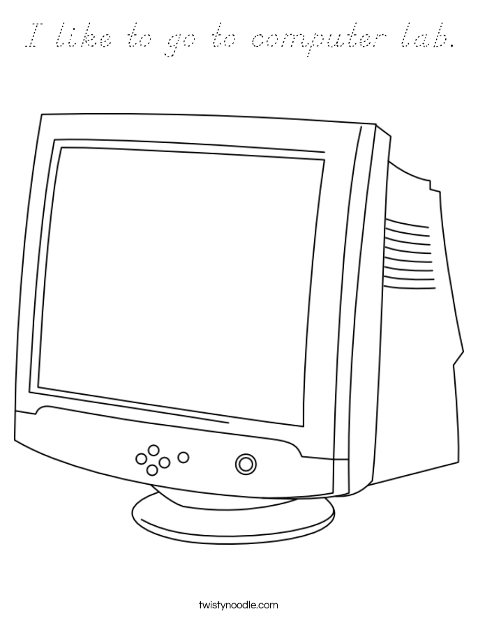 I like to go to computer lab. Coloring Page