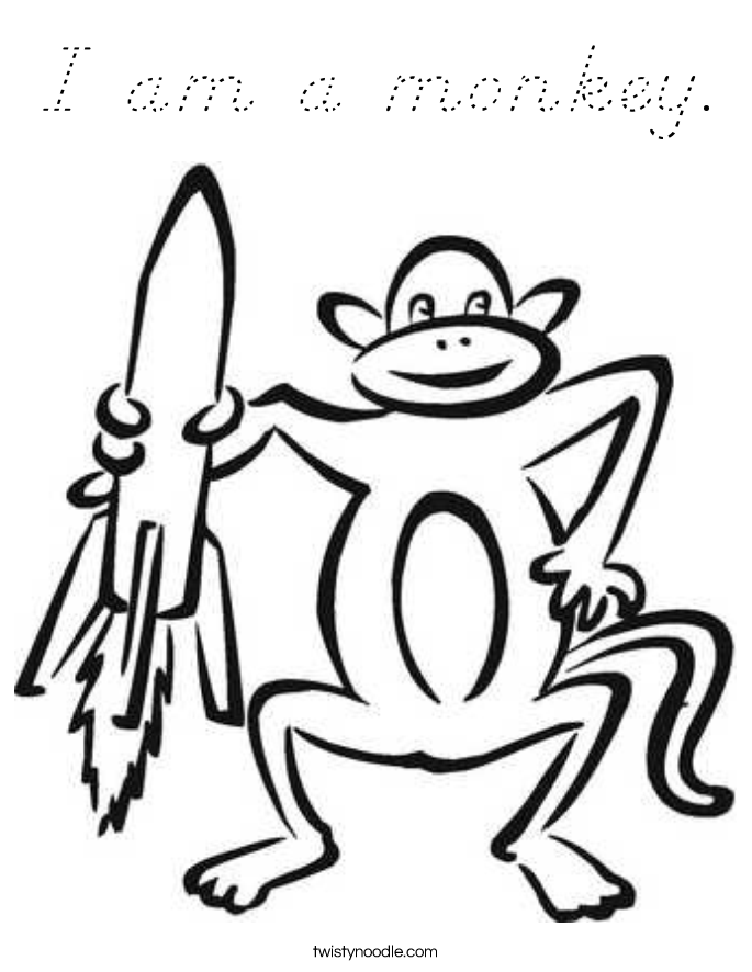 I am a monkey. Coloring Page