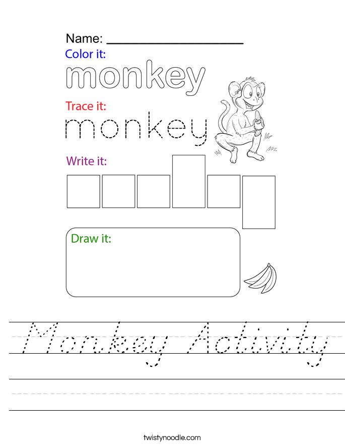 Monkey Activity Worksheet
