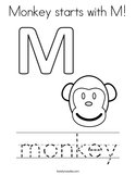 Monkey starts with M Coloring Page