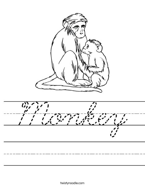 Monkey and Baby Worksheet
