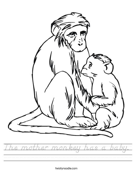 Monkey and Baby Worksheet