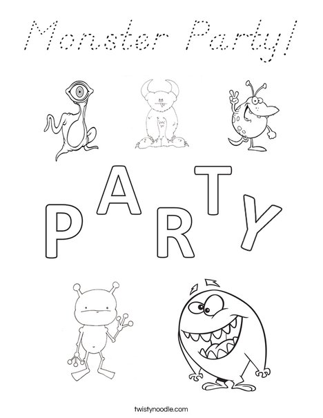 Monster Party Coloring Page