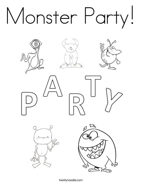 Monster Party Coloring Page