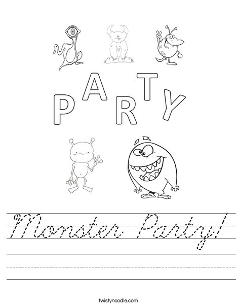 Monster Party Worksheet
