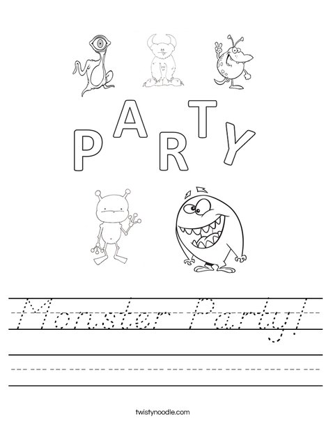 Monster Party Worksheet