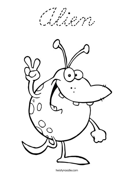 Monster with Peace Sign Coloring Page
