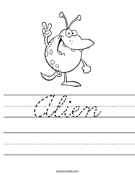 Monster with Peace Sign Worksheet