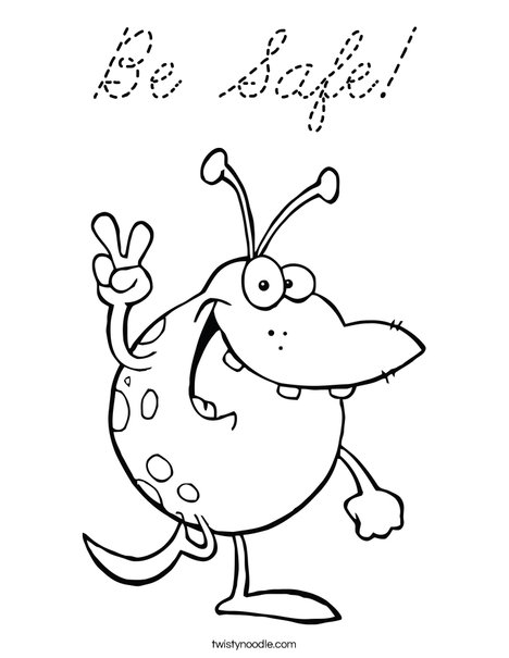 Monster with Peace Sign Coloring Page