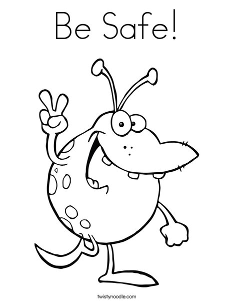 Monster with Peace Sign Coloring Page