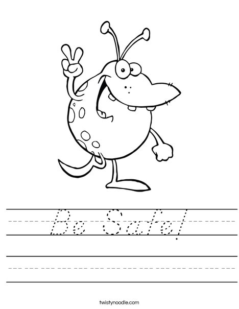 Monster with Peace Sign Worksheet