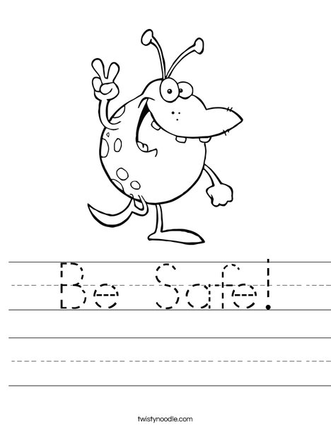 Monster with Peace Sign Worksheet