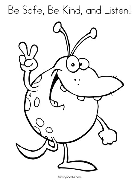 Monster with Peace Sign Coloring Page