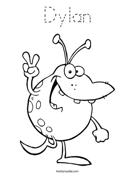 Monster with Peace Sign Coloring Page