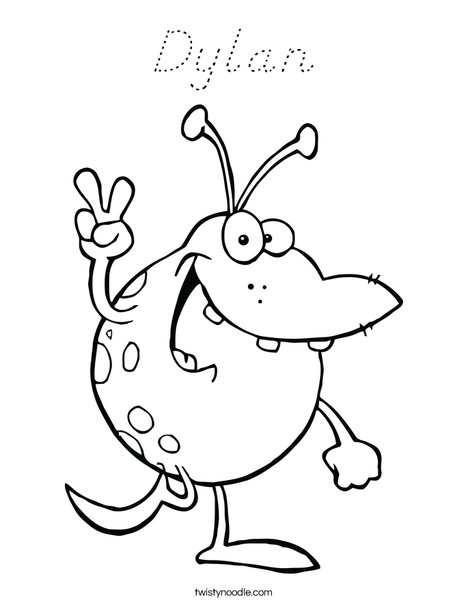 Monster with Peace Sign Coloring Page