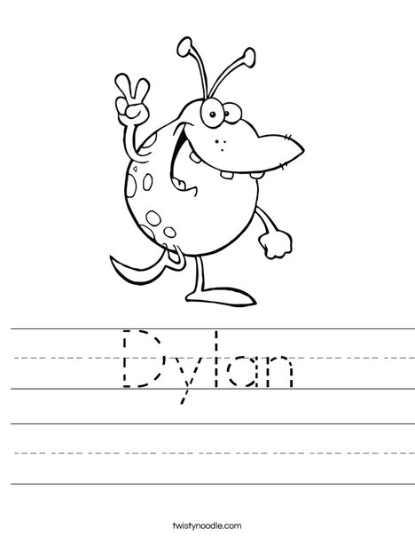 Monster with Peace Sign Worksheet