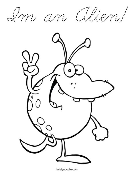 Monster with Peace Sign Coloring Page
