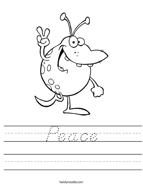 Monster with Peace Sign Worksheet
